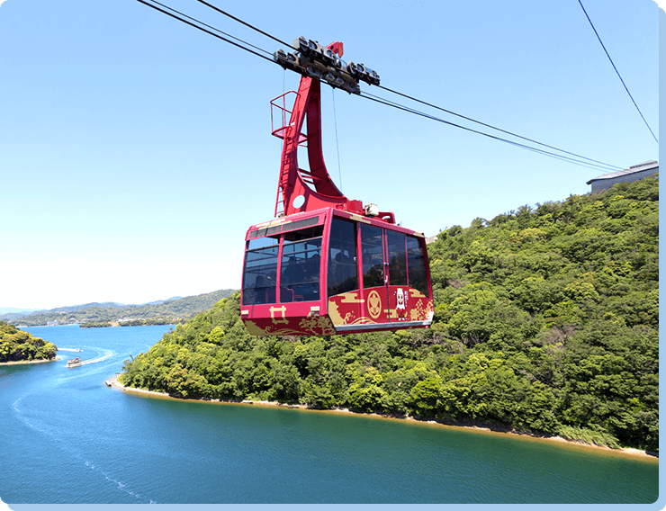 日本で唯一！湖上を渡る かんざんじロープウェイ